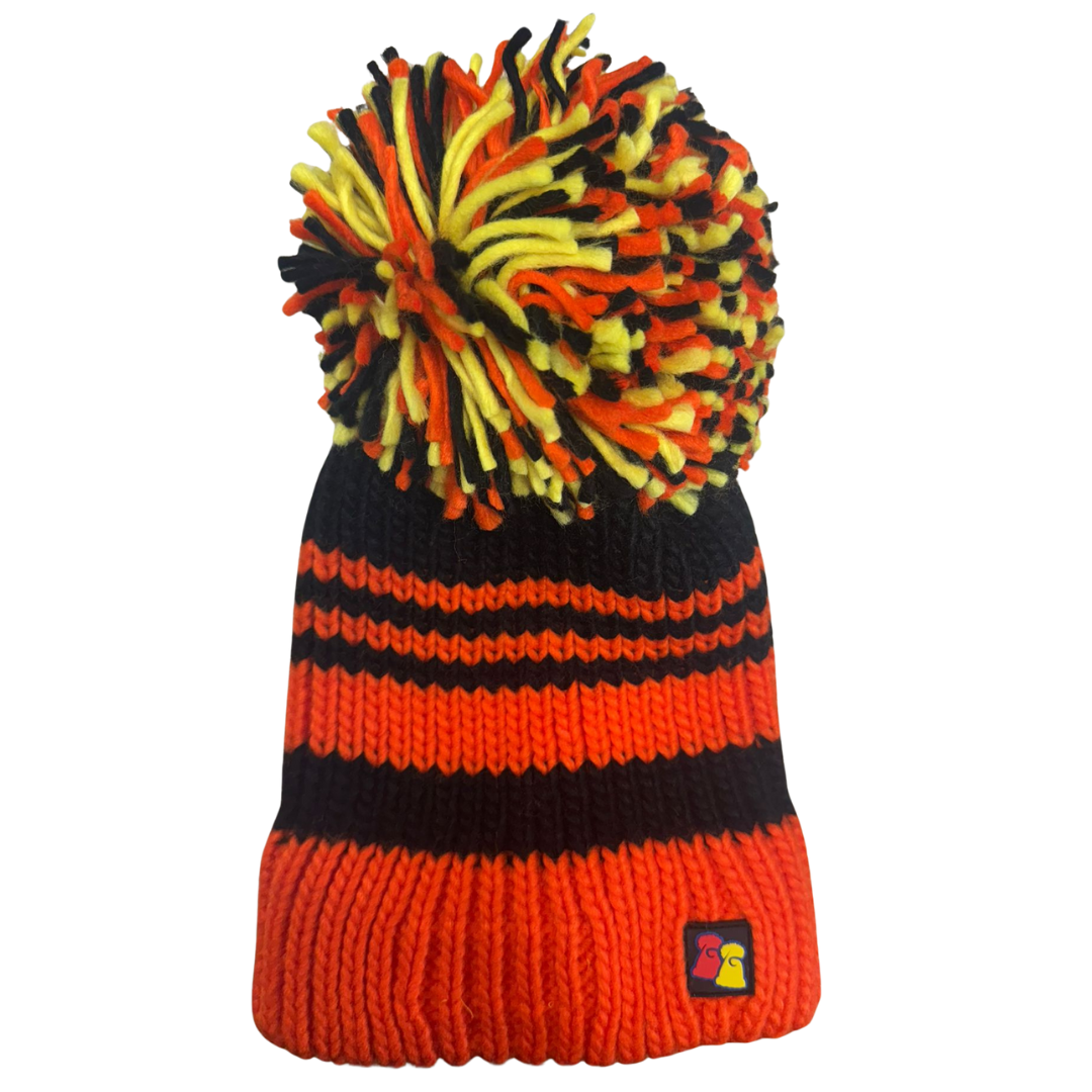 Red, Black and Yellow Big Bobble Hat
