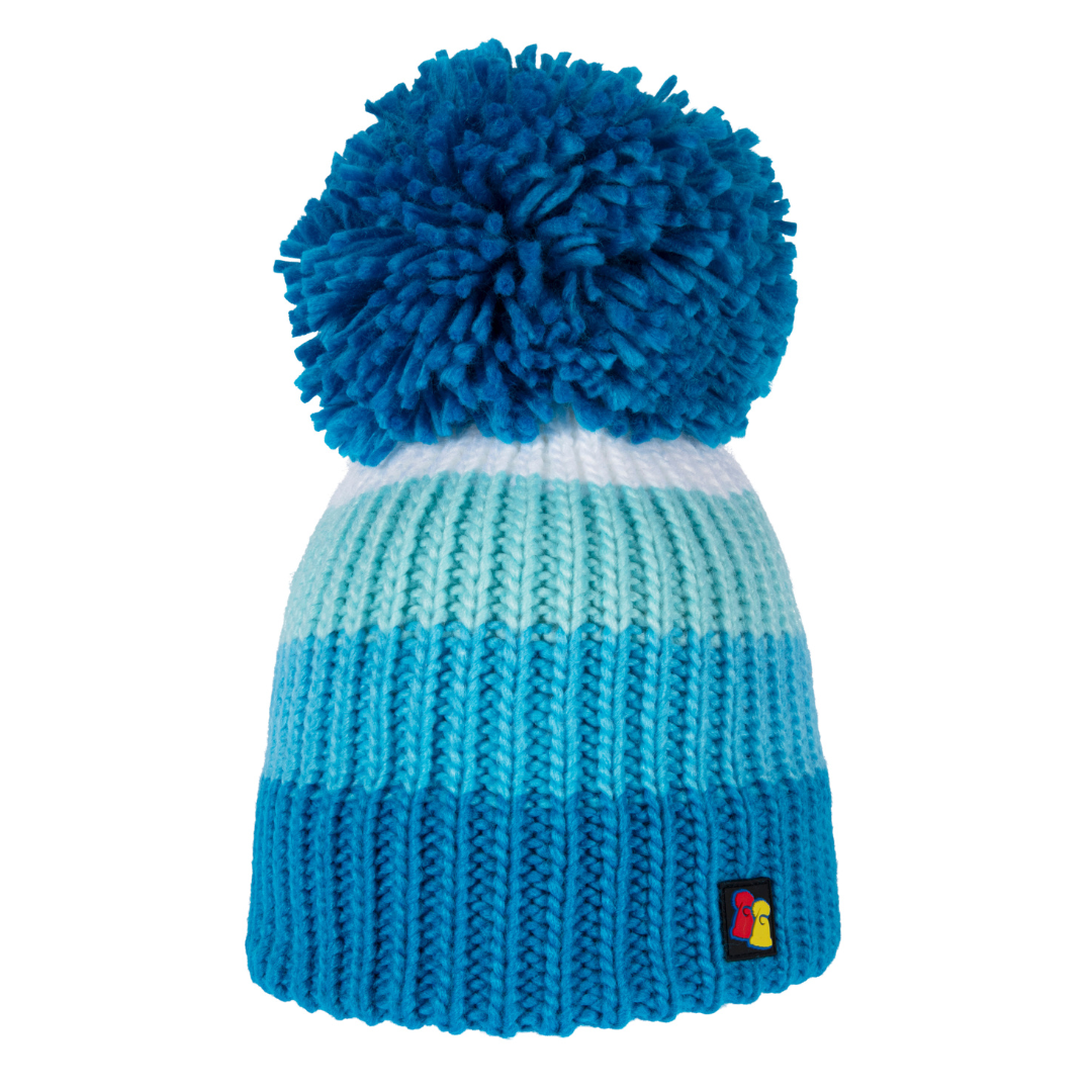Blue and White Big Bobble Hat