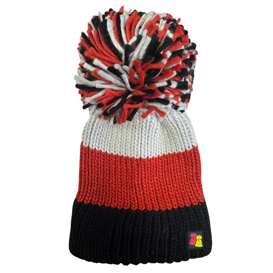 Black, Red and Grey Big Bobble Hat