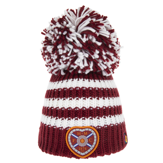 Hearts FC Stripey Big Bobble Hat