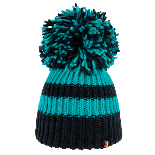 Navy and Jade Big Bobble Hat