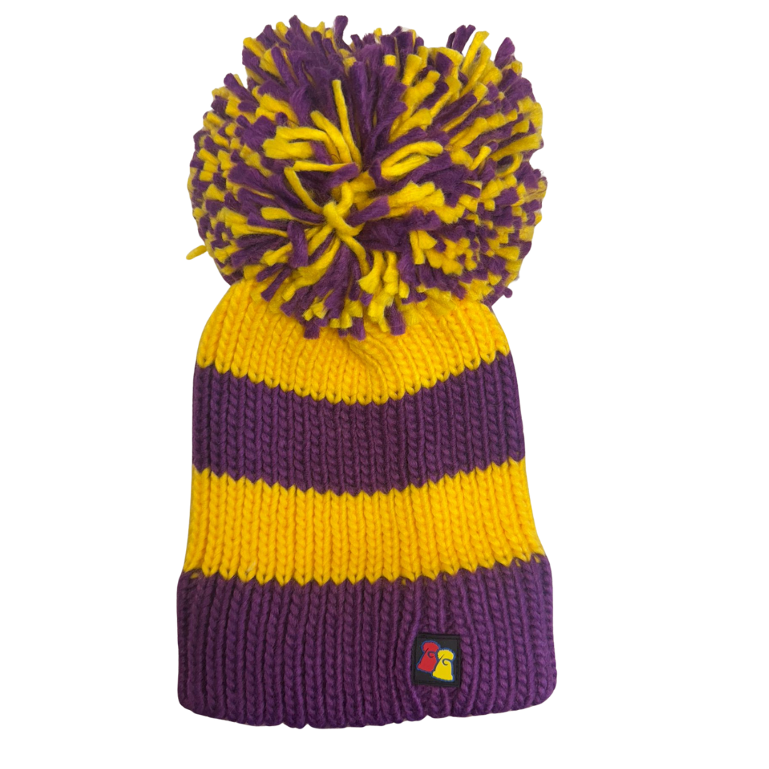 Yellow and Purple Big Bobble Hat
