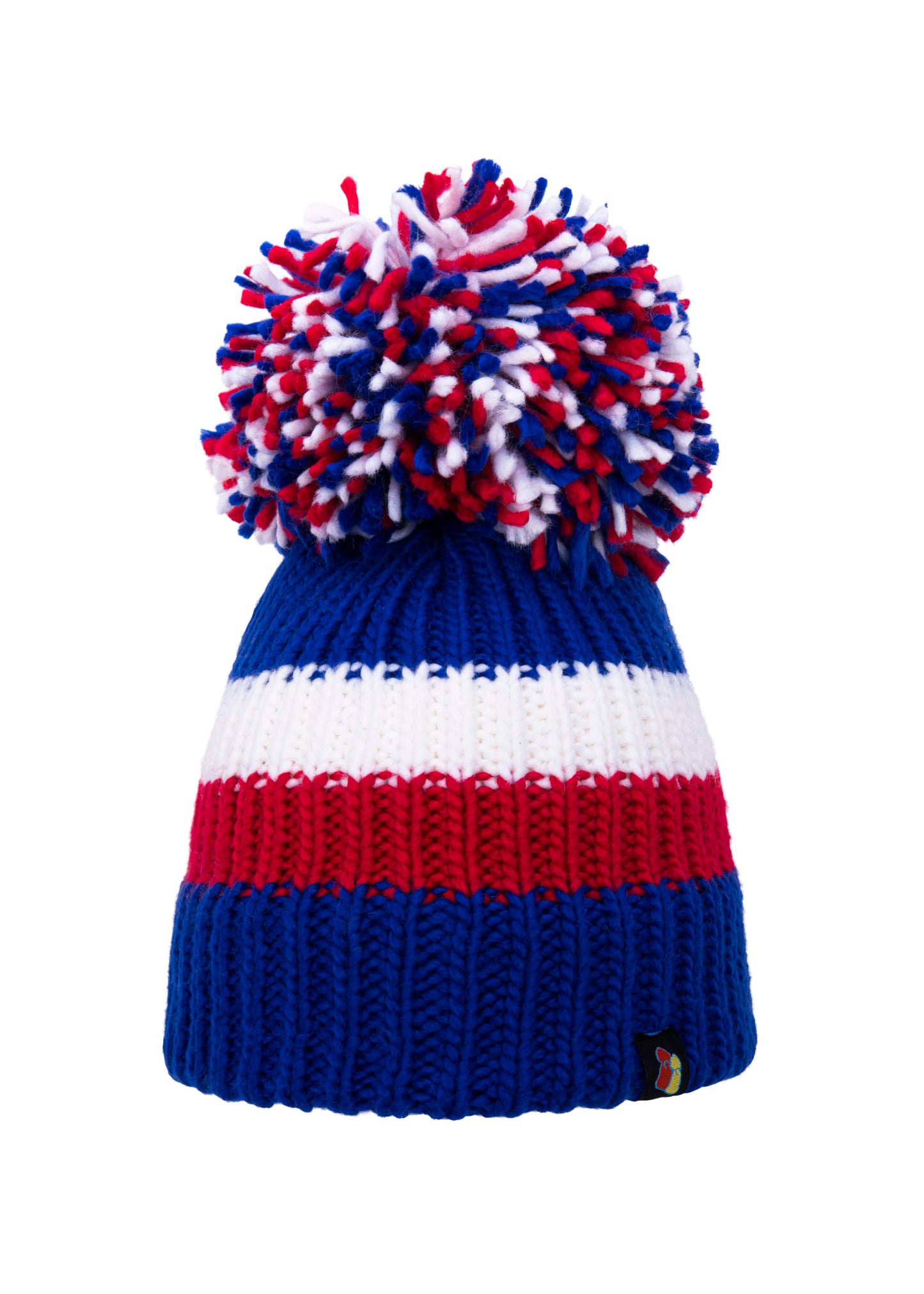 Blue, Red & White Big Bobble Hat