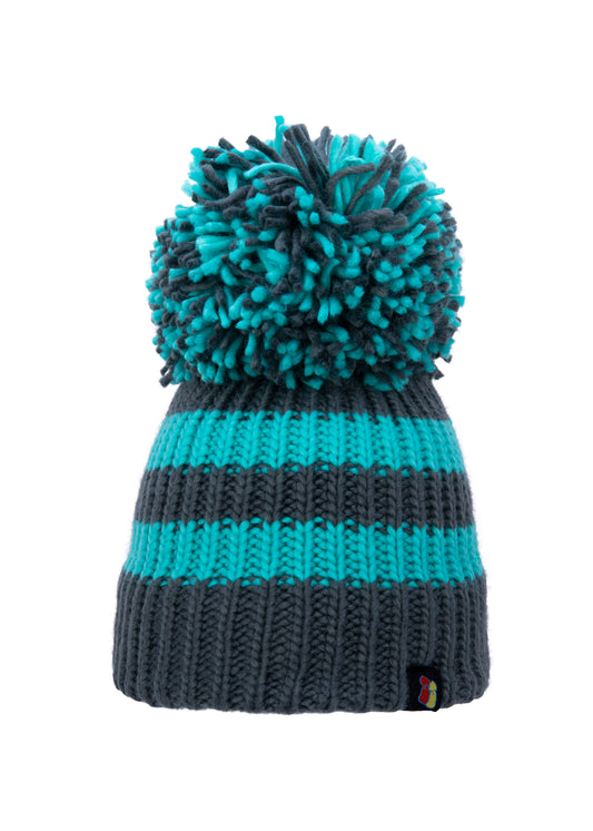 Grey and Jade Big Bobble Hat