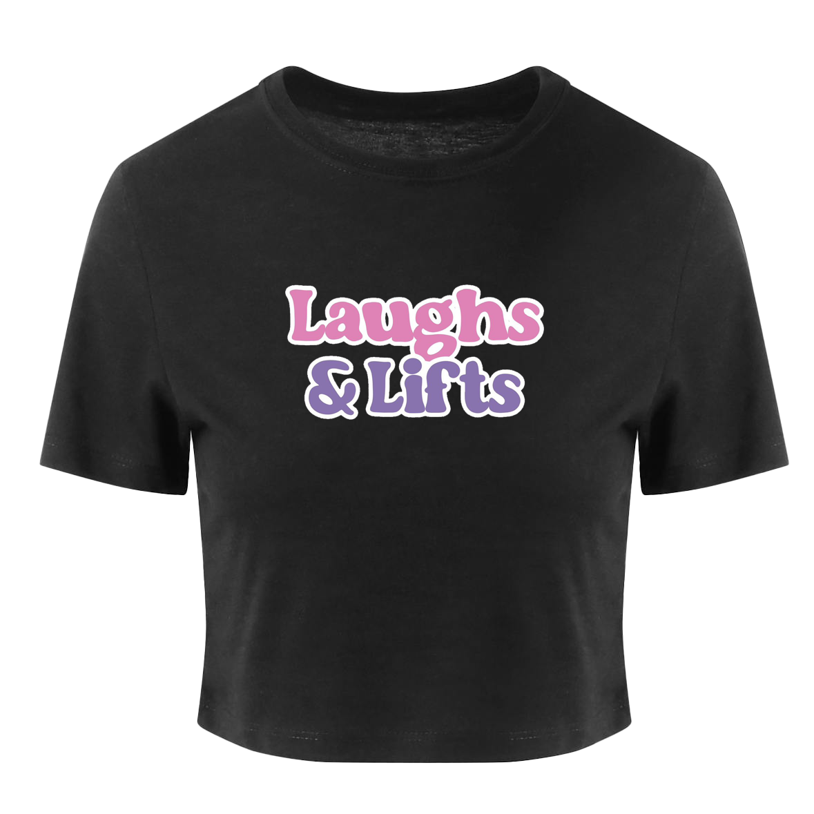 Laughs and Lifts Cropped Heather Black Women's T-Shirt