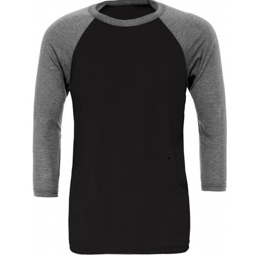 Large Grey and Black Baseball Top