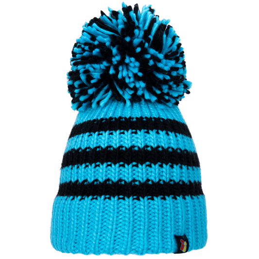 Blue and Black Big Bobble Hat