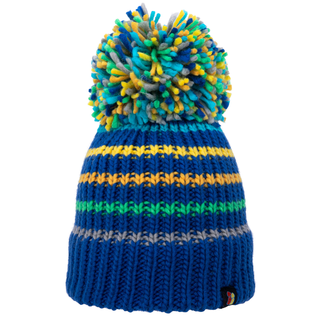 Blue, Grey, Green, Orange and Yellow Big Bobble Hat