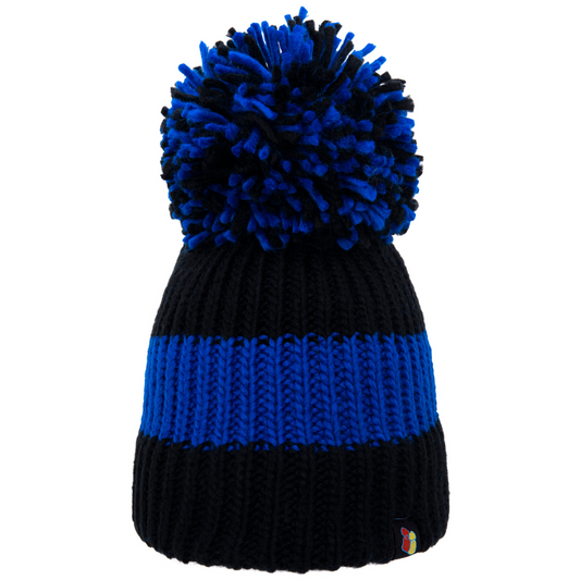 Black and Dark Blue Big Bobble Hat