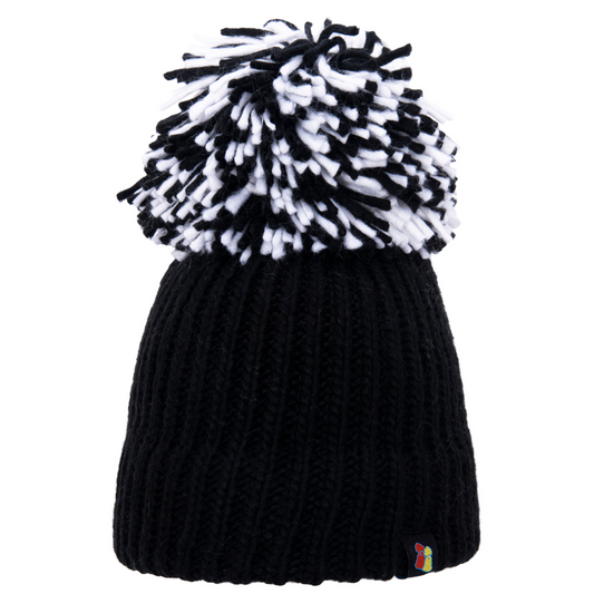 Black with Black and White Bobble