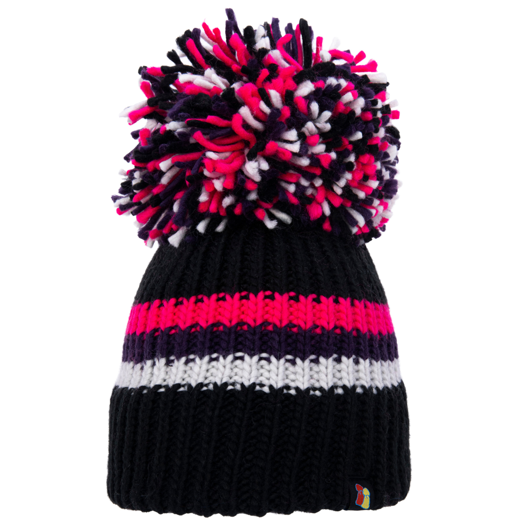 Black, Grey, Purple and Pink Big Bobble Hat