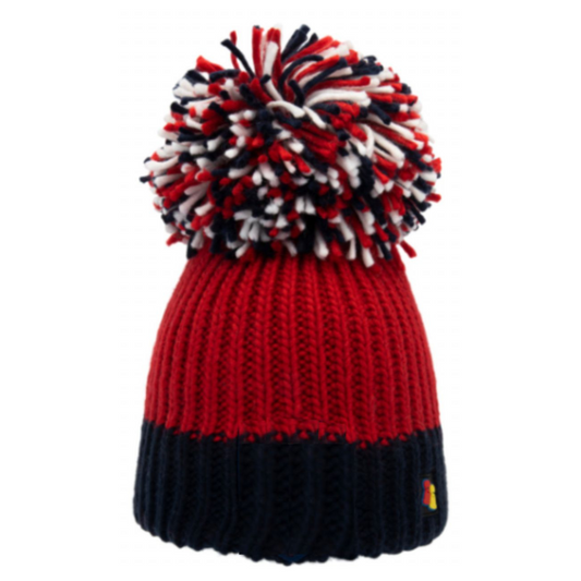 Blue and Red Big Bobble Hat