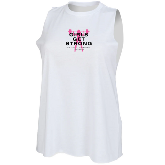 Girls Get Strong White High Neck Vest