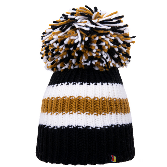 Black, Gold and White Big Bobble Hat