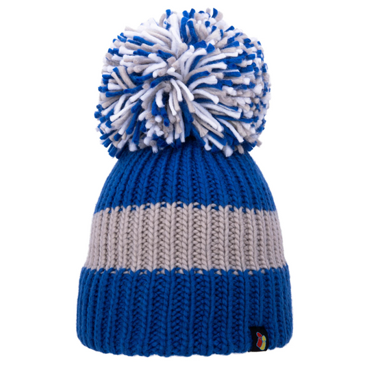 Blue and Grey Big Bobble Hat