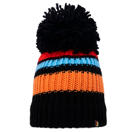 Black, Orange, Blue and Red Big Bobble Hat