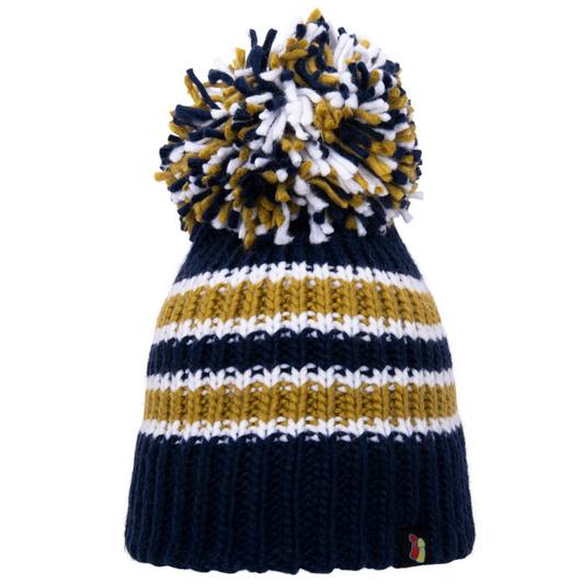 Black, White and Gold Big Bobble Hat