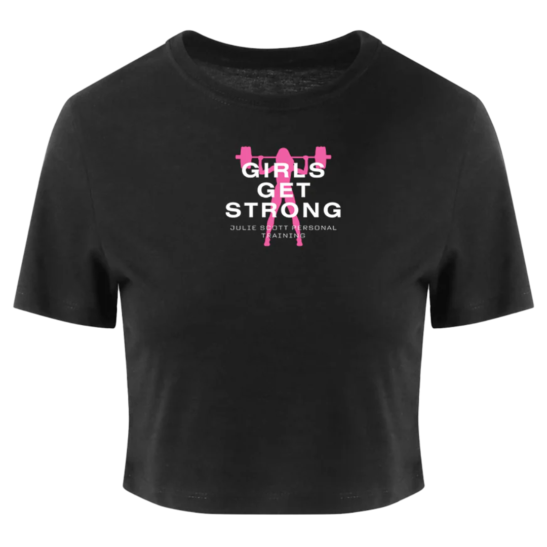 Girls Get Strong Heather Black Cropped T-Shirt