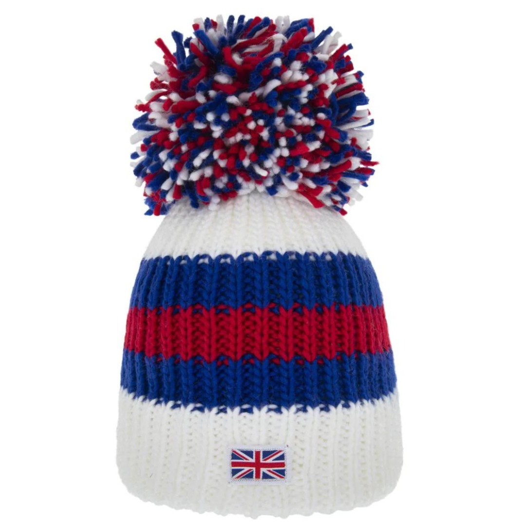 White, Red and Blue Big Bobble Hat