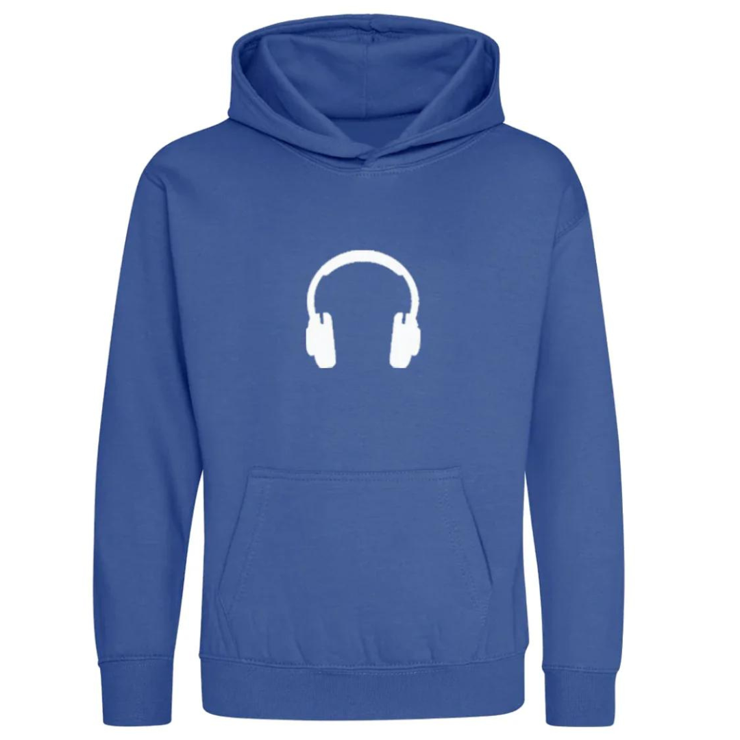 Kids 9-11 Royal Blue Headphones Hoodie