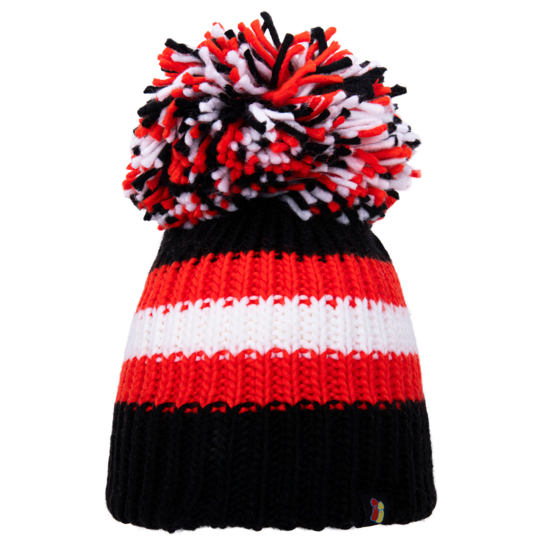 Black, Red and White Big Bobble Hat