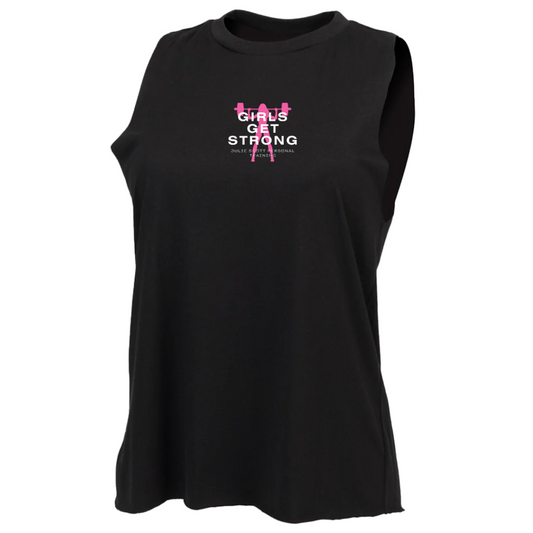 Girls Get Strong Black High Neck Vest