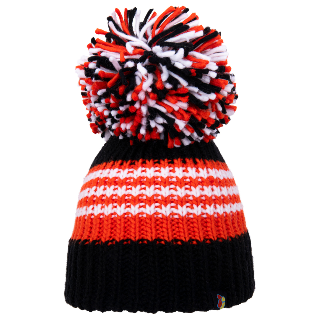 Black, Red and White Big Bobble Hat