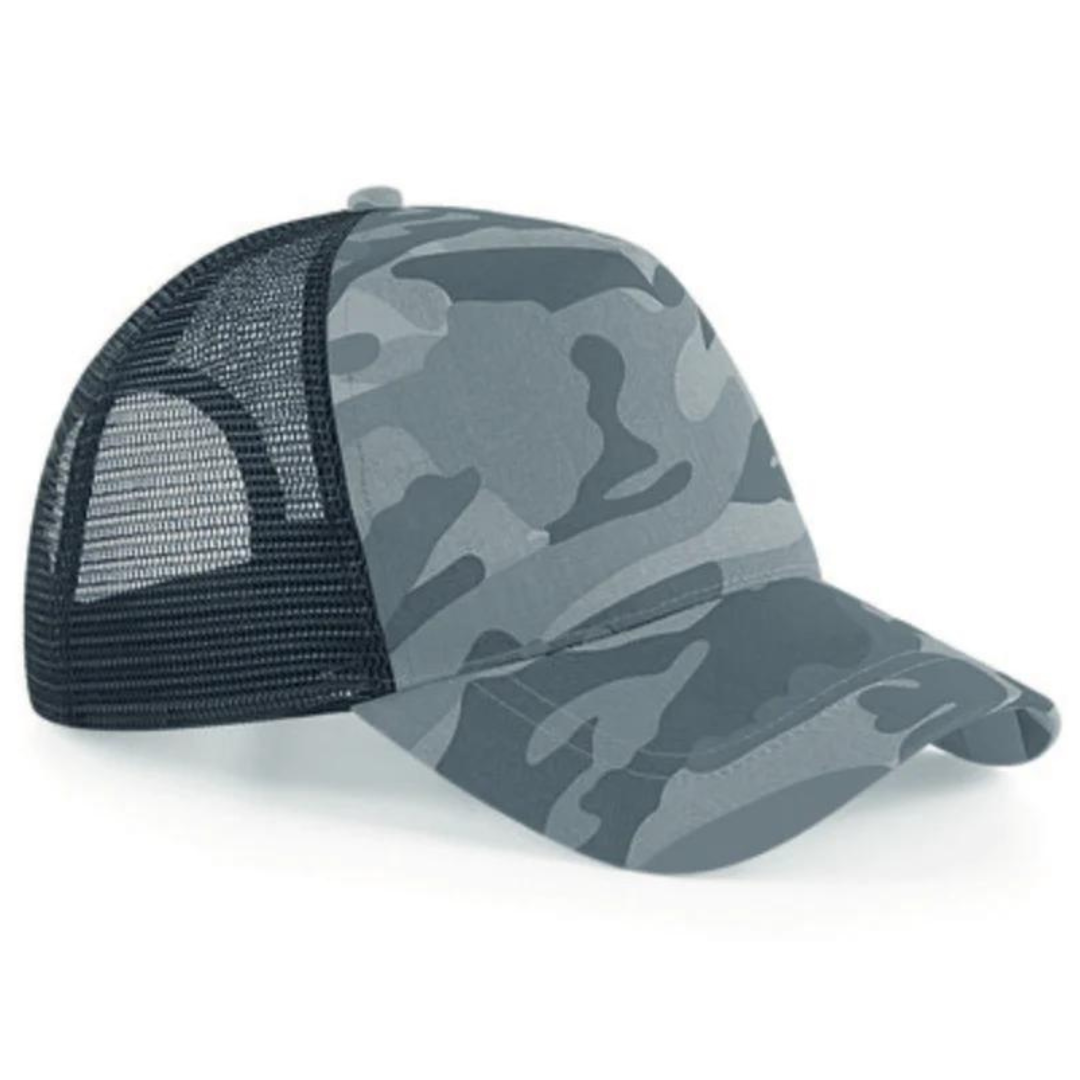 Light Grey Camo Trucker Style Baseball Cap