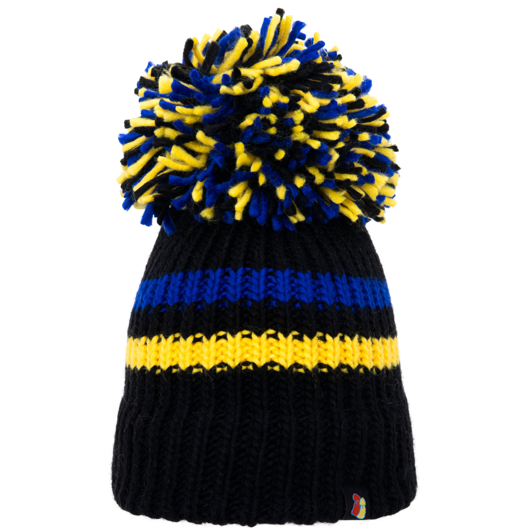 Black, Yellow and Blue Big Bobble Hat