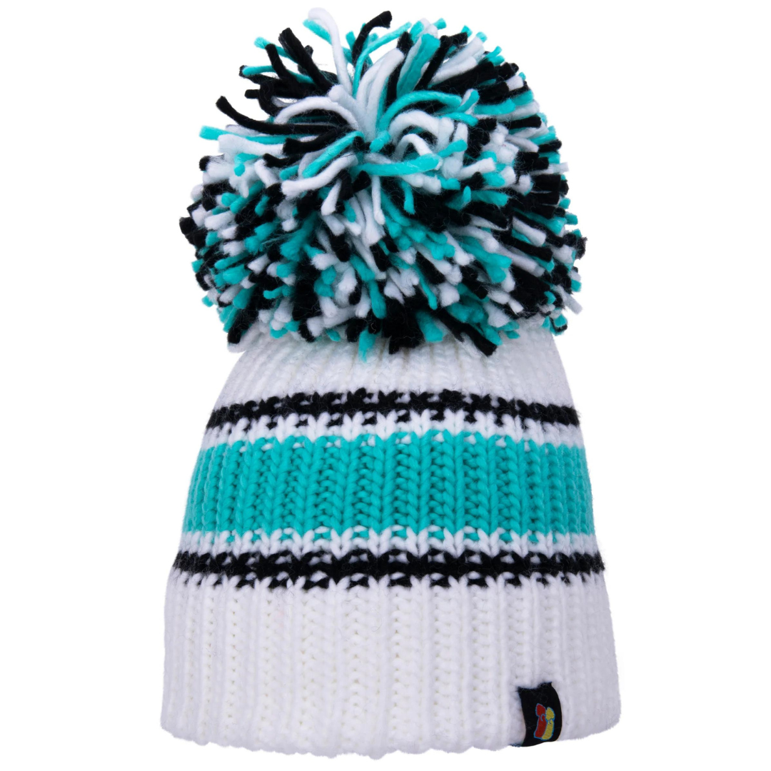 White, Jade and Black Big Bobble Hat