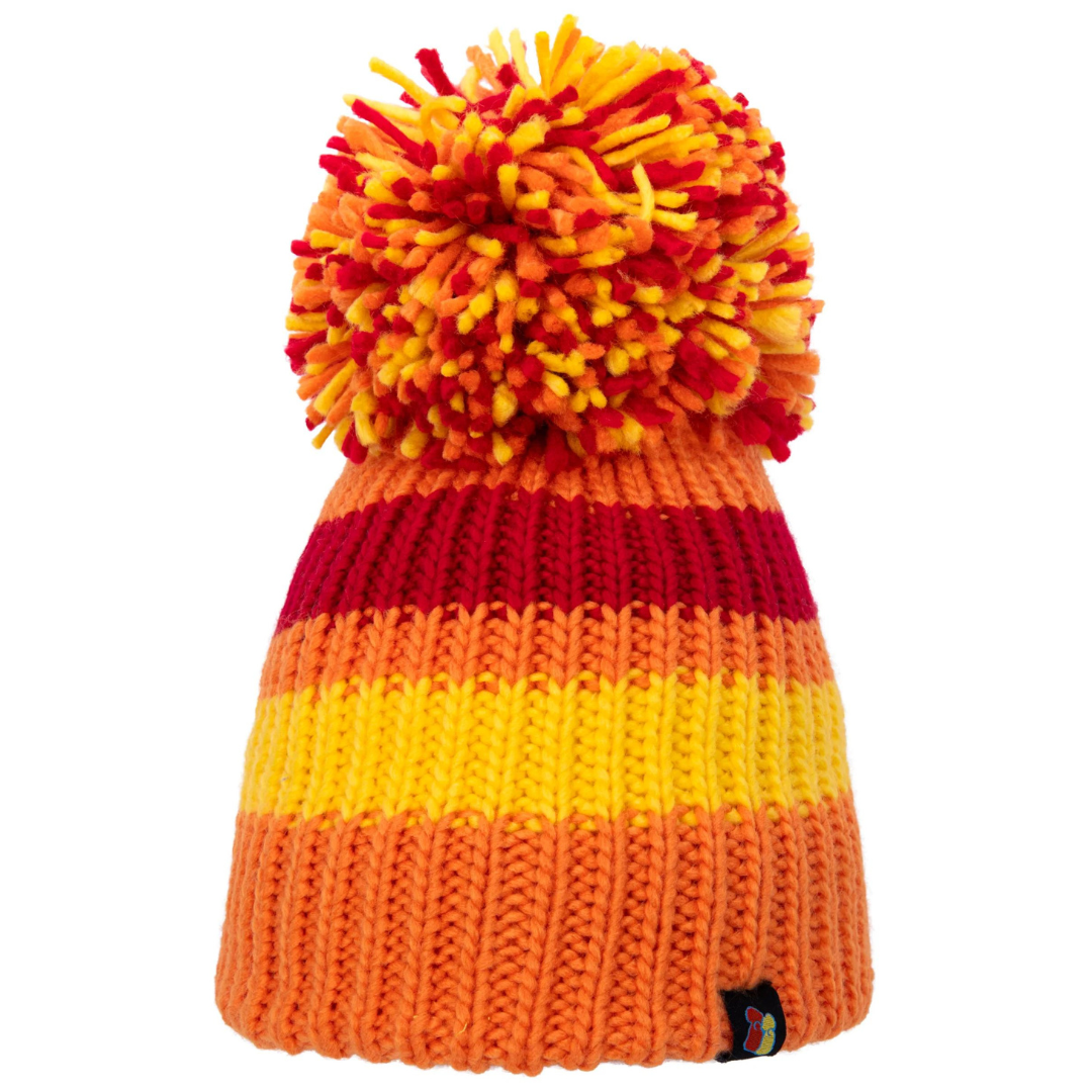 Orange, Red and Yellow Big Bobble Hat